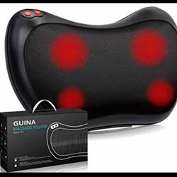 BRAND NEW IN BOX Guina Shiatsu Neck & Back Massager w/Heat, Tissue Kneading Massage Pillow Car, Home, Office, Chair