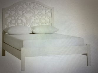 Pottery Barn Bed With Floral Cut-Out Headboard