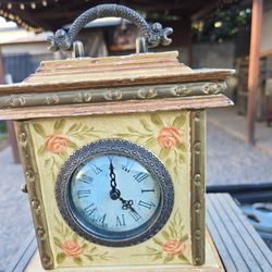 Vintage jewelry clock box, works
