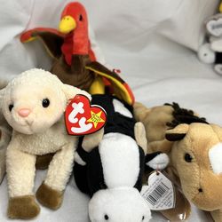 Farm Animal Beanie Babies Set Of 4 
