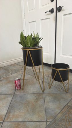 Black and Gold Metal Plant Stand Set of 2
