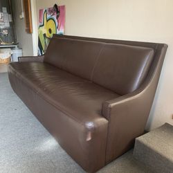 Brown Leather Couch, 7ft 