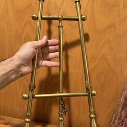 18” Vintage 70s Solid Brass Desk Table Easel Table For Paintings Books Plaques