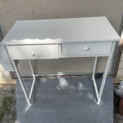 Lufeiya Small White Desk with 2 Fabric Drawers 31”1/2W X 15.7”D X 32”H In Good Condition “Almost New”. $30 Firm On Price .