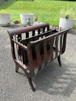 Vintage Wooden Lyre Magazine RackImport listing