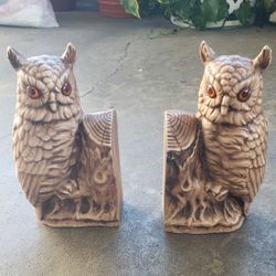 Vintage Ceramic Owl Bookends 