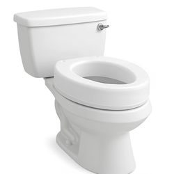 Carex Toilet Seat Riser, Elongated Raised Toilet Seat Adds 3.5 inches to Toilet Height, for Assistance Bending or Sitting, 300 Pound NEW }Retails $34.