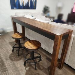 Counter Height Sofa Table & 2 Stools