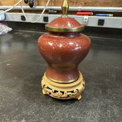 Chinese  Cloisonne Brass Jar Urn Ginger Jar Lidded Herbs Spices Apothecary