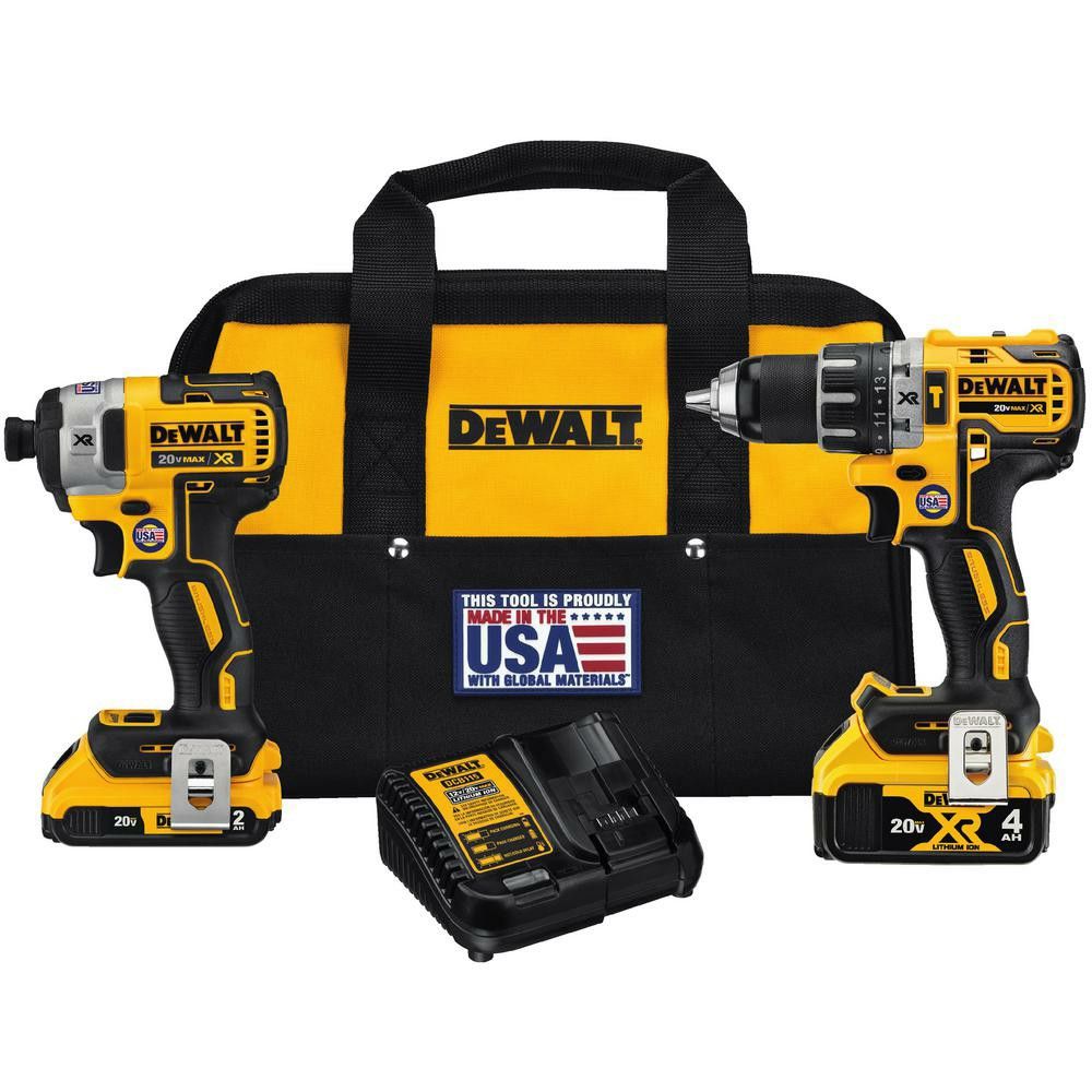 DEWALT 20-VOLT MAX XR LITHIUM-ION CORDLESS BRUSHLESS DRILL/IMPACT COMBO KIT (2-TOOL) WITH (1) BATTERY 2AH AND (1) BATTERY 4AH