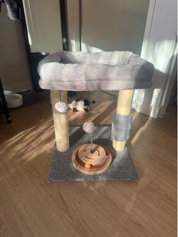 Cat tower / bed w/ scratcher and toy - NEED PICKED UP BY TOMORROW