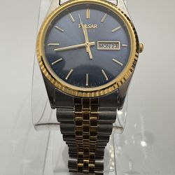 Vintage Pulsar by Seiko Quartz Jubilee Men's Watch 36mm V533-8B50 Rare Blue Dial