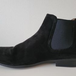 Men's Black Faux Suede Dress Boots, Size 8.5