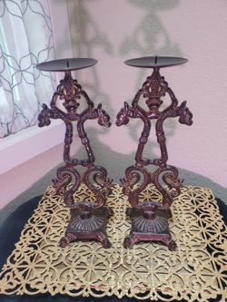 Vintage Cast Iron Pillar Candel Holder's 