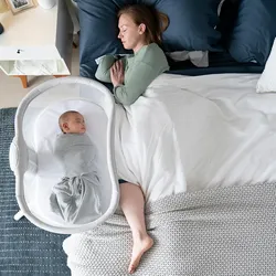 HALO BassiNest Swivel Sleeper 3.0 – Over-Bed Baby Bassinet with 360 Rotation, Adjustable Height, Breathable Mesh, Safe Close Sleeping, Lowering Wall f