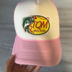 Pink & White Fuerza Regida "TQM" Trucker Hat