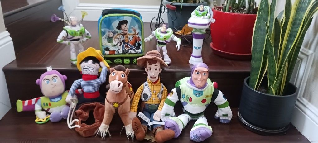 Toy Story Disney Buzz 18inch Plush, 8 In Plush, A Buzz Light Up Chaser Spinning Toy Lights Up Different Colors And A Reg Buzz Hard Plastic Woody And