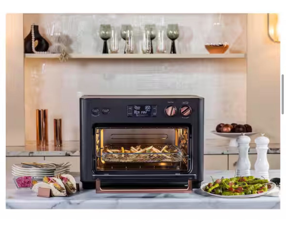 Cafe 1,800 W Matte Black Toaster Oven with 14 modes incl Air Fry, Bake, Broil, Roast, Toast, and Slow Cook, Wi-fi connected