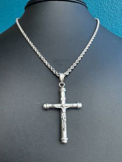 14k white gold Cross Religious Pendant Charm