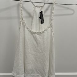 Almost Famous Ladies Crop Tank Top - Size Small - White In Color 