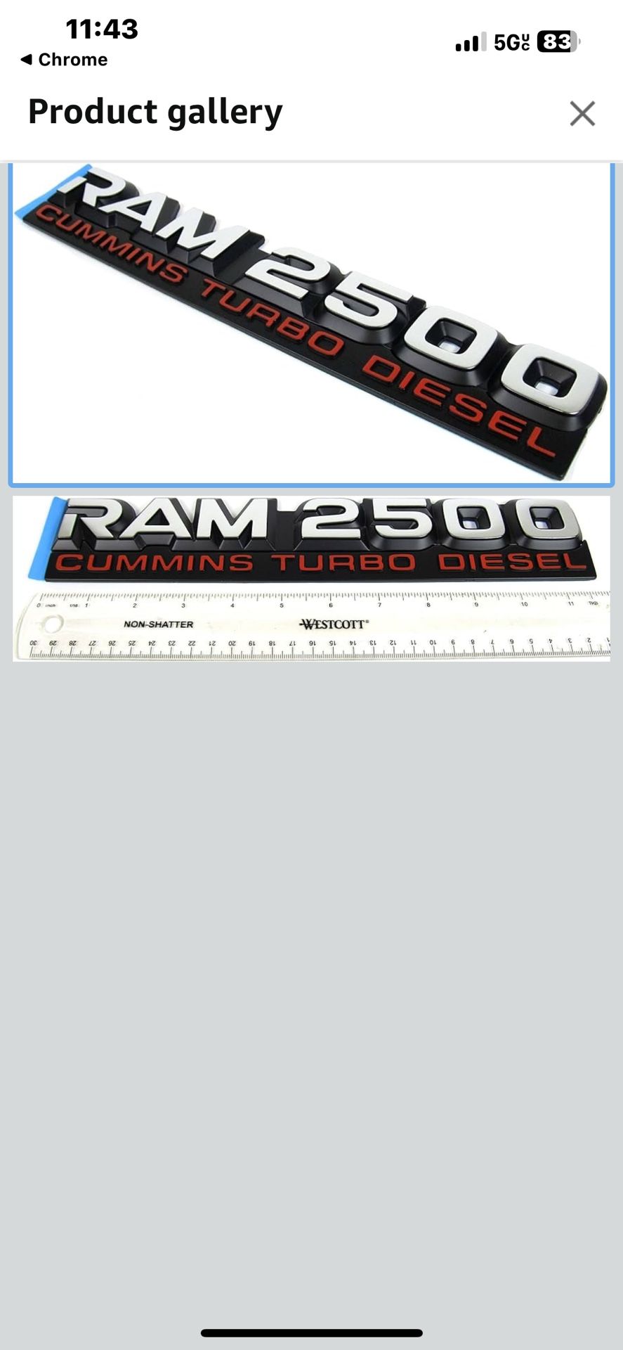 Front Door Side Emblems For RAM 2500 Cummins Turbo Diesel Badges 55295311AB