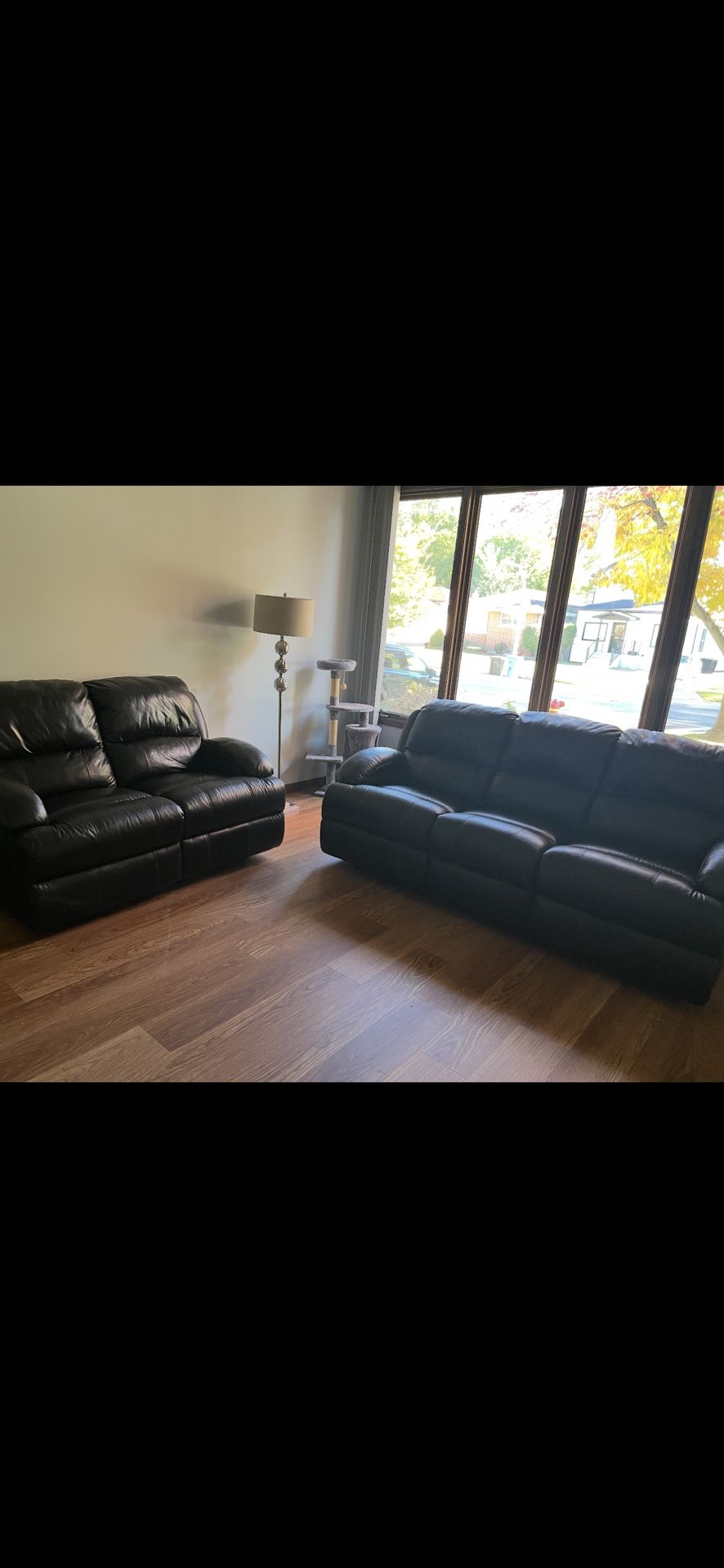 Leather Sofa Set , Black Recliner
