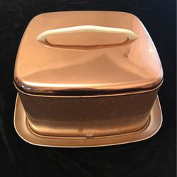 Rare Vintage 1950’s Lincoln BeautyWare Square Copper Speckled Cake Carrier