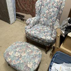 Antique Chair With Foot Rest 
