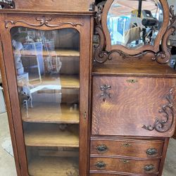 Antique Solid Oak Early 1900’s Secretary 