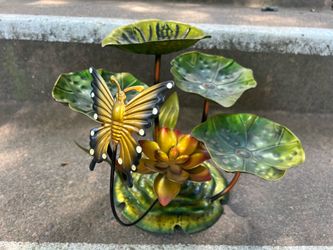 Garden or Bathroom Lily Pad Lotus Flower Butterfly Metal Decor