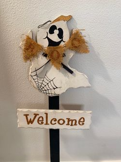 Halloween Ghost Welcome Sign Yard Stake