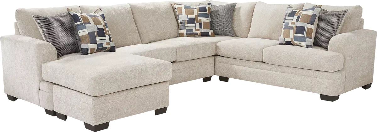 2 Piece Beige Sectional Sofa with Left Chaise