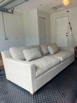 RH Belgian Track Sofa Cream Color Restoration Hardware Couch