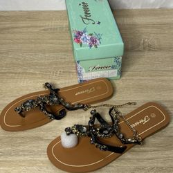 New Forever Jeweled Sandals Size (7 1/2)* $10