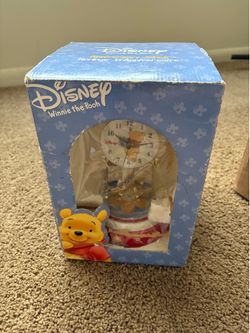 DISNEY WINNIE THE POOH Eeyore Anniversary Clock Pendulum Glass Dome Working