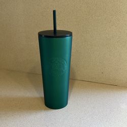 GREEN GLASS STARBUCKS 1923 COFFEE TEA TUMBLER