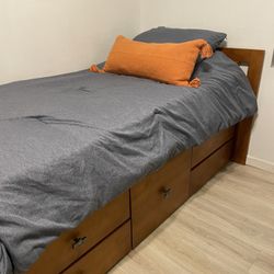 Wood Twin Captain Bed