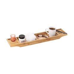 Mind Reader Bamboo Bath Tray Brown Mind Reader Bathtub Tray, Rayon from Bamboo, 27.5" L x 5.75" Wx 1.75" H, Brown