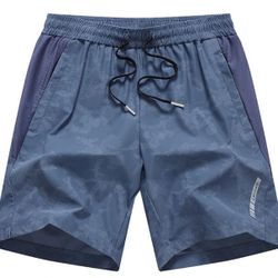 Xl size Men'sQuick-Dry Athletic Basketball Shorts Camouflage Breathable Mesh Fabric Drawstring Waistband Summer Training Style