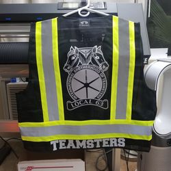 Teamsters Union (Local 63) Safety Vest - Black w/Reflective Vinyl Decals