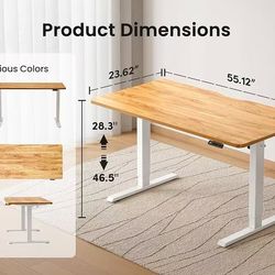 😀 BANTI 55 × 24 Inches Standing Desk, Ergonomic, Electric Height Adjustable, Sit and Stand Up, Computer Office Desk with Splice Board, White Frame/Li