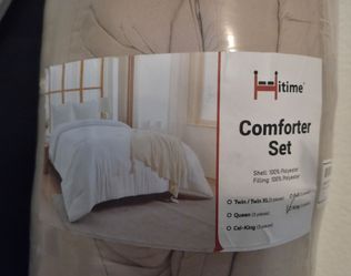 ​New Hitime 3-Piece King Comforter Set – Ultra Soft Taupe/Beige
