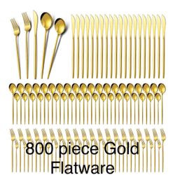 800 Pieces Gold Flatware Serves 160