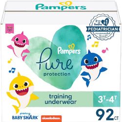 Pampers Pure Protection Training Pants Baby Shark - Size 3T-4T, 92 Count, Premium Hypoallergenic Training Underwear 2K+ bought in past month