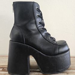 Demonia Black Matte Camel 203 Boots Laced Punk Goth 