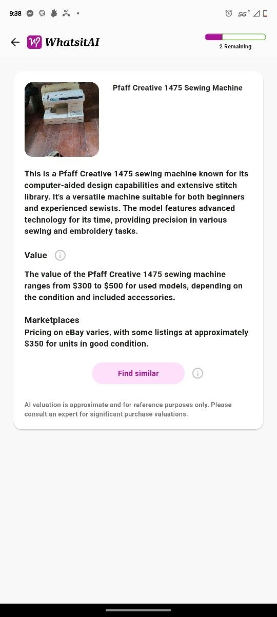 Pfaff Creative 1475 Sewing Machine