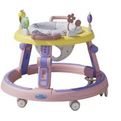 Ealing Foldable Baby Walker with Wheelsl ,Height Adjustable  Activity Center Toys with Music for Babies 6-24 Months Girl & Boys,Pink(BB)