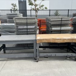 metal table with wheels