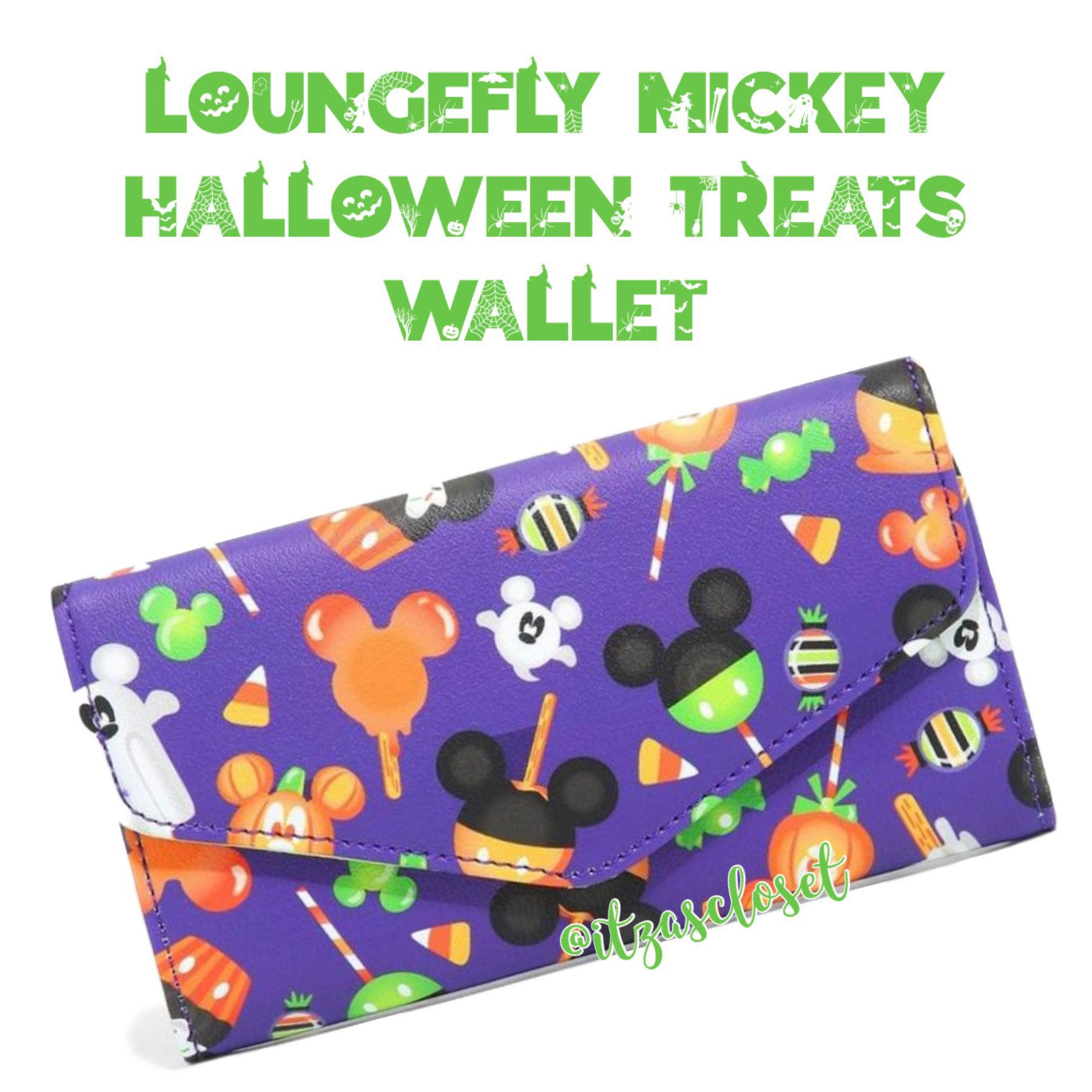 Loungefly Disney Mickey Mouse Halloween Treats Flap Wallet NWT