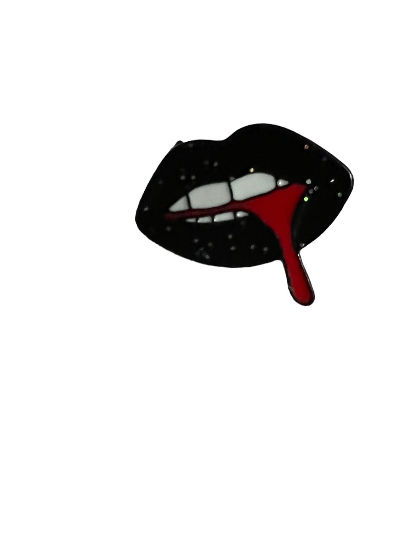 Small Sexy Black Glitter Enamel Lip/Brooch Pin